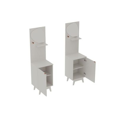 Conjunto de Banheiro c/ Pés BN3684 s/ Cuba c/ 1 Porta e Espelho Branco - Tecno Mobili