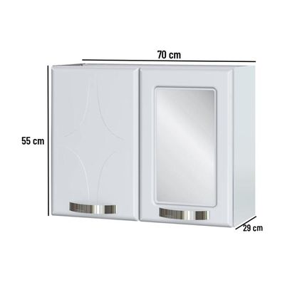 Armário p/ Banheiro Rubi 70cm Branco - Telasul