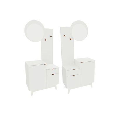 Gabinete de Banheiro c/ Pés BN3680 s/ Cuba c/ 2 Portas 1 Gaveta e Espelho Branco - Tecno Mobili