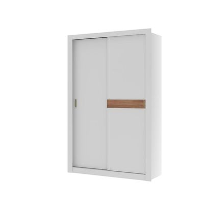 Guarda Roupa Solteiro 2 Portas De Correr Vivacce Carraro Branco C/ Freijó