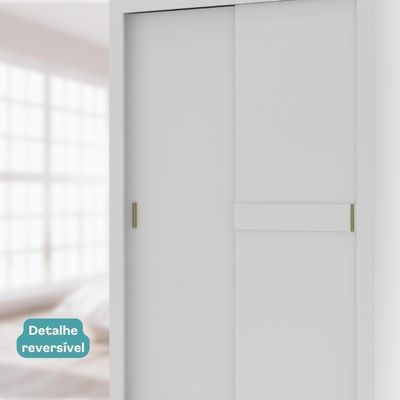 Guarda Roupa Solteiro 2 Portas De Correr Vivacce Carraro Branco C/ Freijó