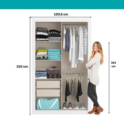 Guarda Roupa Solteiro 2 Portas De Correr Vivacce Carraro Branco C/ Freijó