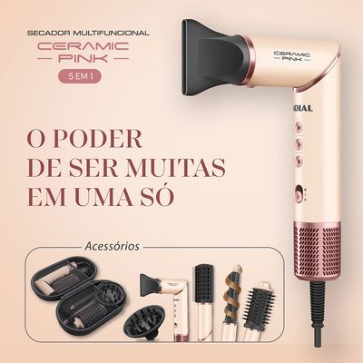 Secador de Cabelo 5 Em 1 1500W Mondial Rosa 127V