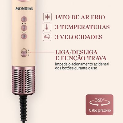 Secador de Cabelo 5 Em 1 1500W Mondial Rosa 127V