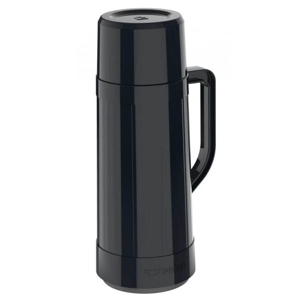Garrafa Térmica Preta 1L Alça Ampola Vidro Topázio Soprano para Café Chá Água