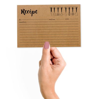 Cartões de Receita 10x15 cm (50 Un.), Cartão Premium Grosso Dupla Face Kraft Moderno — Casamentos, Chá de Noiva e Chá de Bebê - Inkdotpot 15,24 Cm × 10,16 Cm / Marrom