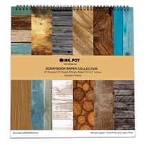 25 Folhas de Papel Cartão Colorido Tema Madeira Rústica, Lado Único, para Scrapbook, DIY e Artesanato de Papel - Inkdotpot