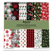 Bloco de Papel Texturizado Tema Natal, 25 Folhas, Lado Único, Papel Cartão Colorido para Scrapbooking, Cartões e Diários - Inkdotpot