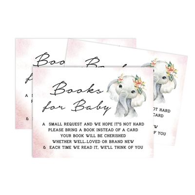 30 Cartões para Chá de Bebê com Elefante Menina e Animais da Selva - Inkdotpot 10,16 Cm × 7,62 Cm / Rosa - Livro pro Bebê