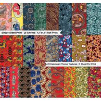 25 Folhas Papel Kalamkari para Scrapbook Lado Único, Cartão Colorido para DIY, Fundo Decorativo, Papel para Diário - Inkdotpot