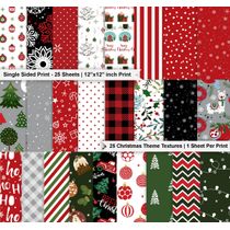 Bloco de Papel Texturizado Tema Natal, 25 Folhas, Lado Único, Papel Cartão Colorido para Scrapbooking, Cartões e Diários - Inkdotpot