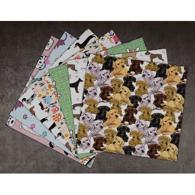 Bloco de Papel para Scrapbook 25 Folhas Estampa de Cães Lado Único Papel Cartão Colorido - Inkdotpot 30,48 Cm × 30,48 Cm / Multicolorido