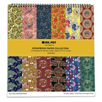 25 Folhas Papel Kalamkari para Scrapbook Lado Único, Cartão Colorido para DIY, Fundo Decorativo, Papel para Diário - Inkdotpot