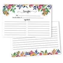 Cartões de Receita 10x15 cm (50 Un.) Premium Grosso Dupla-Face - Branco Moderno Para Casamento/Noivas/Chá de Bebê - Tema Floral - Inkdotpot