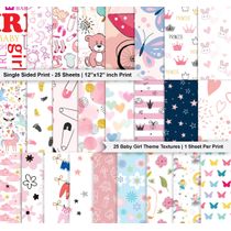 25 Folhas Bloco Papel Scrapbook Bebê Menina, Papel Cartão Colorido Lado Único para Scrapbooking, Fundo Decorativo e Artesanato - Inkdotpot