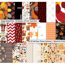 Bloco de 25 Folhas de Papel Texturizado Tema Outono, Lado Único, Papel Cartão Colorido para Scrapbook, DIY e Diário - Inkdotpot