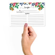 Cartões de Receita 10x15 cm (50 Un.) Premium Grosso Dupla-Face - Branco Moderno Para Casamento/Noivas/Chá de Bebê - Tema Floral - Inkdotpot