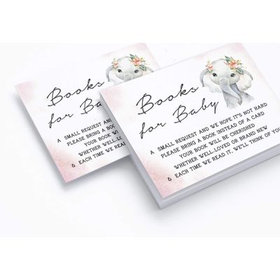 30 Cartões para Chá de Bebê com Elefante Menina e Animais da Selva - Inkdotpot 10,16 Cm × 7,62 Cm / Rosa - Livro pro Bebê