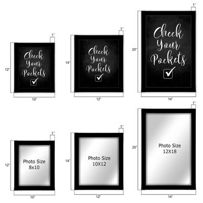 Placa de Parede 'Verifique Seus Bolsos' 1 Peça para Decoração de Lavanderia - Inkdotpot 25,4 Cm × 30,48 Cm / Moldura Preta
