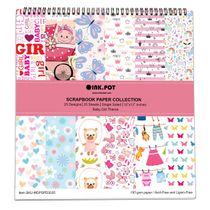 25 Folhas Bloco Papel Scrapbook Bebê Menina, Papel Cartão Colorido Lado Único para Scrapbooking, Fundo Decorativo e Artesanato - Inkdotpot