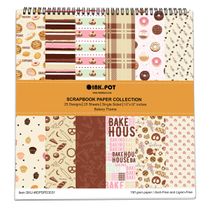 Bloco de Papel para Scrapbook Tema Padaria, 25 Folhas, Lado Único, Papel Cartão Colorido, Fundo Decorativo para Cartões e Diário - Inkdotpot