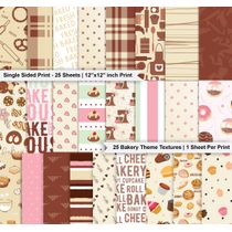 Bloco de Papel para Scrapbook Tema Padaria, 25 Folhas, Lado Único, Papel Cartão Colorido, Fundo Decorativo para Cartões e Diário - Inkdotpot