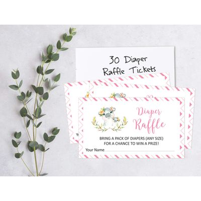 30 Cartões para Chá de Bebê com Hipopótama Menina e Animais da Selva - Inkdotpot 5,08 Cm × 8,89 Cm / Branco - Sorteio de Fraldas