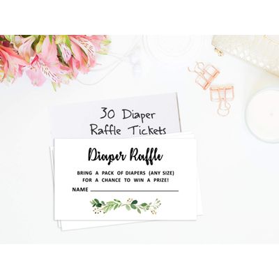 30 Cartões para Chá de Bebê Safari com Espaços para Preencher - Inkdotpot 5,08 Cm × 8,89 Cm / Branco - Sorteio de Fraldas