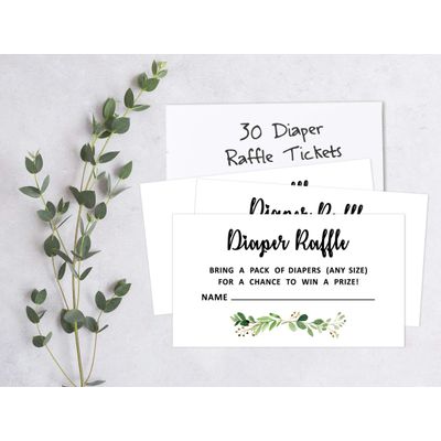 30 Cartões para Chá de Bebê Safari com Espaços para Preencher - Inkdotpot 5,08 Cm × 8,89 Cm / Branco - Sorteio de Fraldas