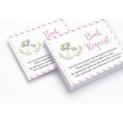 30 Cartões para Chá de Bebê com Hipopótama Menina e Animais da Selva - Inkdotpot 12,7 Cm × 17,78 Cm / Branco - Convite
