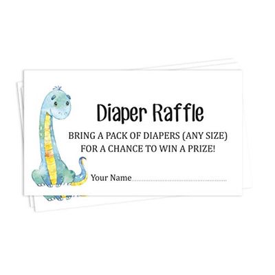 30 Cartões de Chá de Bebê Estilo Preenchível Dinossauros e Animais da Selva em Branco - Inkdotpot 5,08 Cm × 8,89 Cm / Branco - Sorteio de Fraldas