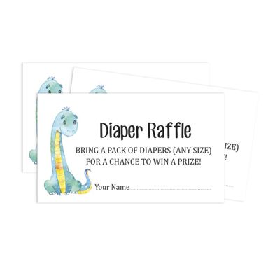 30 Cartões de Chá de Bebê Estilo Preenchível Dinossauros e Animais da Selva em Branco - Inkdotpot 5,08 Cm × 8,89 Cm / Branco - Sorteio de Fraldas