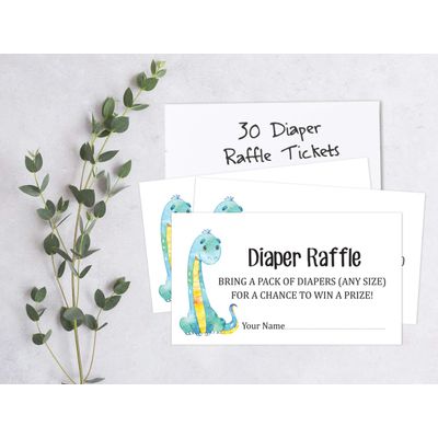 30 Cartões de Chá de Bebê Estilo Preenchível Dinossauros e Animais da Selva em Branco - Inkdotpot 5,08 Cm × 8,89 Cm / Branco - Sorteio de Fraldas