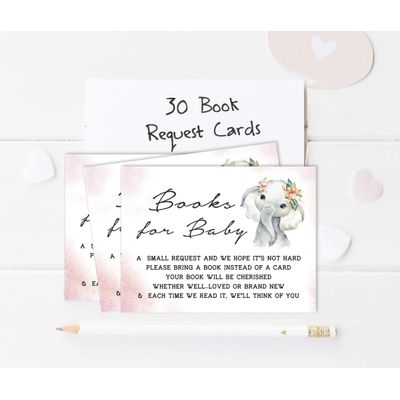 30 Cartões para Chá de Bebê com Elefante Menina e Animais da Selva - Inkdotpot 12,7 Cm × 17,78 Cm / Rosa - Conjunto
