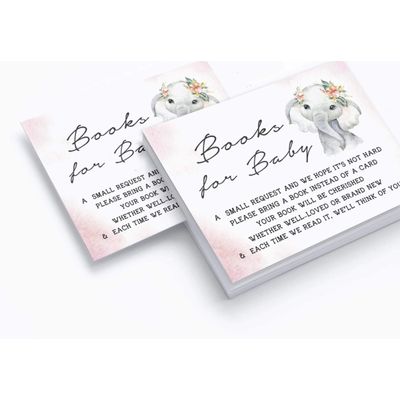 30 Cartões para Chá de Bebê com Elefante Menina e Animais da Selva - Inkdotpot 12,7 Cm × 17,78 Cm / Rosa - Conjunto