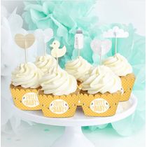 Envoltórios para Cupcakes Sem Fundo para Chá de Bebê, Forros Ajustáveis Tema Abelha, Decorações Menino e Menina, Pacote com 30 - Inkdotpot