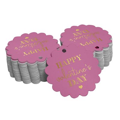 Tags de Papel para Lembrancinhas do Dia dos Namorados com Foil Artesanal para Pendurar - Inkdotpot 50 Etiquetas Metalizadas / Rosa - Dourado