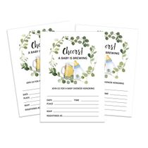 30 Cartões para Chá de Bebê Estilo Preenchível "Um Bebê Está a Caminho" Neutros em Branco Cheers - Inkdotpot