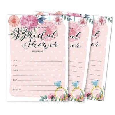 Cartões Florais Quadrados em Branco para Preencher Ideias de Presente para Chá de Noiva e Despedida de Solteira, Pacote com 50 - Inkdotpot 12,7 Cm × 17,78 Cm / Laranja - Convite