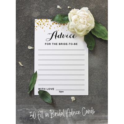 Cartões de Jogo Quadrados em Branco para Ideias de Presentes, 50 Un., Confete Dourado para Chá de Noiva/Despedida de Solteira - Inkdotpot 12,7 Cm × 17,78 Cm / Branco - Cartão de Conselho