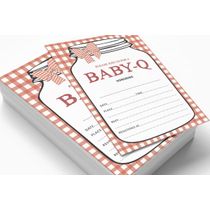 30 Cartões de Chá de Bebê para Preencher - Neutros (BBQ) - em Branco - Inkdotpot