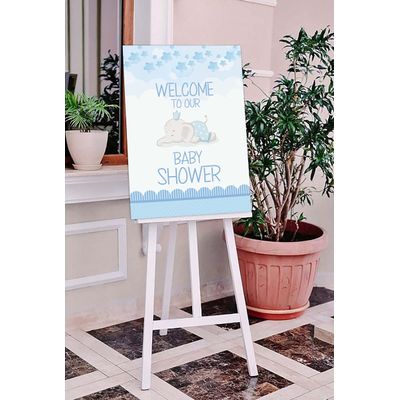 Menino e Menina, Coleção para Festa de Chá de Bebê, Placa de Boas-Vindas com Tema Elefante, Pacote com 1, 46 x 30 cm - Inkdotpot 45,72 Cm × 30,48 Cm / Branco