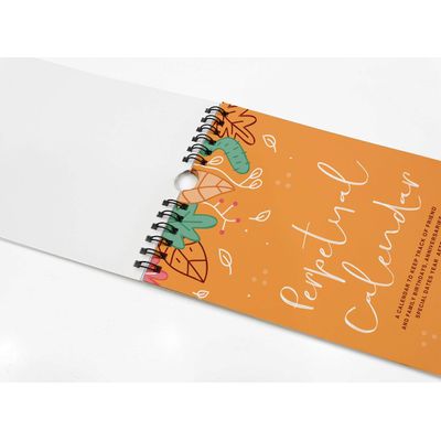 Calendário Perpétuo Folhas de Outono, Lembrete de Aniversário e Eventos, Quadro de Parede e Planejador - Inkdotpot 27,94 Cm × 13,72 Cm / Laranja