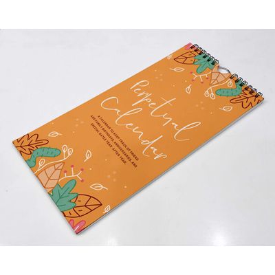 Calendário Perpétuo Folhas de Outono, Lembrete de Aniversário e Eventos, Quadro de Parede e Planejador - Inkdotpot 27,94 Cm × 13,72 Cm / Laranja