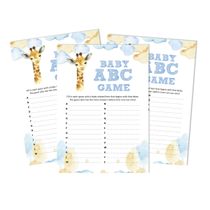 Conjunto de 50 Jogos para Chá de Bebê - Alfabeto ABC com Girafa e Animais da Selva - Inkdotpot