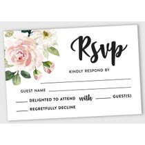 50 Cartões RSVP em Branco Floral com Envelopes Brancos 10 x 15 cm para Casamento, Chá de Panela, Chá de Bebê e Jantar de Ensaio - Inkdotpot