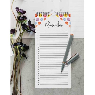 Calendário Perpétuo Poás para Parede - Lembrete de Aniversário e Eventos Especiais, Caderno/Planner/Organizador/Cartão Presente - Inkdotpot 27,94 Cm × 13,72 Cm / Multicolorido