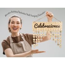 Placa Lembrete de Aniversários da Família em Madeira DIY, Calendário Perpétuo Personalizado, Presente para Mãe/Pai/Avós - Inkdotpot