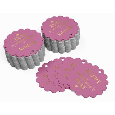 Tags de Papel para Lembrancinhas do Dia dos Namorados com Foil Artesanal para Pendurar - Inkdotpot 50 Etiquetas Metalizadas / Rosa - Dourado
