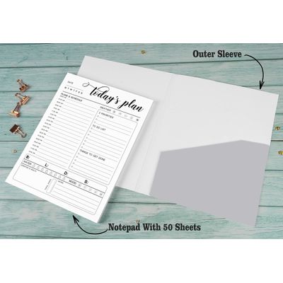 Planner Diário com Agenda Horária, 50 Folhas sem Data, Bloco Destacável com Rastreador, Prioridades, Metas e Lista - Inkdotpot 14,73 Cm × 20,83 Cm / Branco